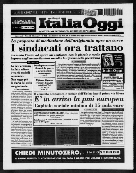 Italia oggi : quotidiano di economia finanza e politica